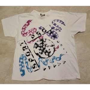 VTG 90s Pro Soccer All Over Print AOP Single Stitch Football T Shirt Sz M or L?